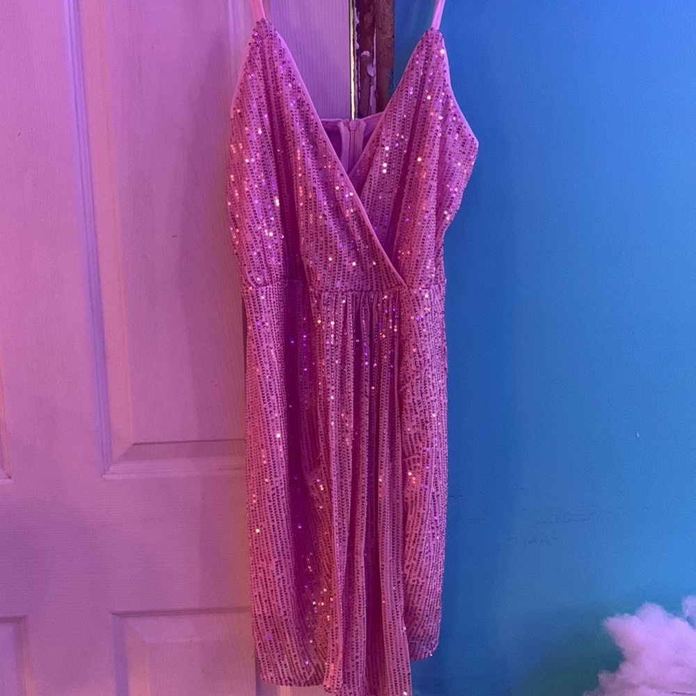 Size medium pink sequence dress never worn